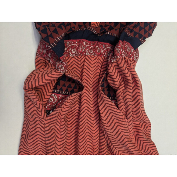 Lucky Brand Sleeveless Dress Women's Large Orange Floral Pattern Pullover V neck - Picture 5 of 6